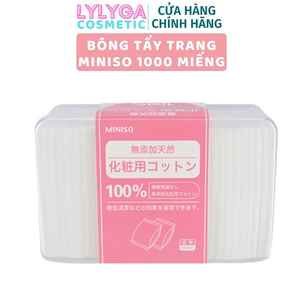 Bông tẩy trang COTTON MINISO hộp 1000 miếng từ 100% cotton Pads Làm sạch lớp trang điểm makeup toner hiệu quả DC07