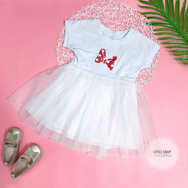 Đầm thun bé gái phối lưới