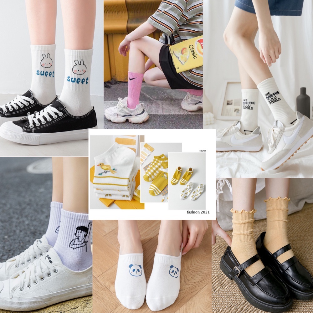 [ SET 7 ĐÔI ] Tất cổ cao nam nữ 7 đôi sử dụng cả tuần chất liệu cotton thấm hút mồ hôi phong cách Hàn Quốc - Youmei