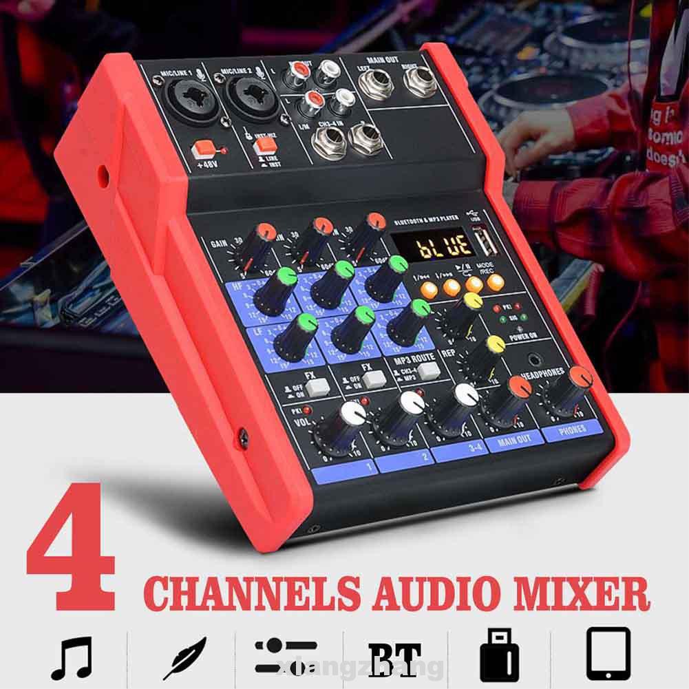 4 Channels Home Bluetooth Music KTV Karaoke With Cable Studio Protable USB 5V Live Performance Mini Audio Mixer