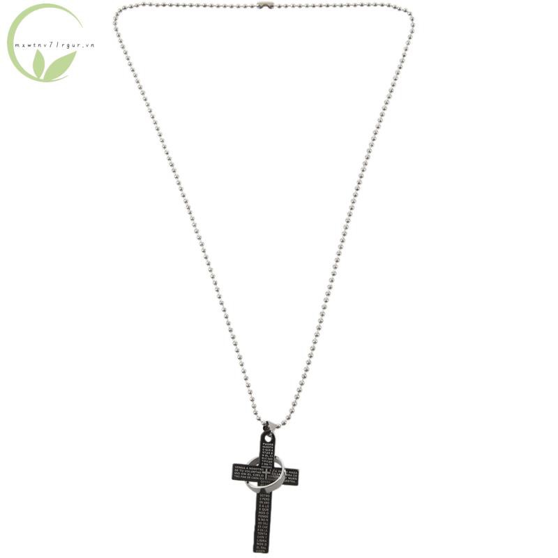 Men's Stainless Steel Cross &Ring Chain Pendant Necklace Fashion Good Gift