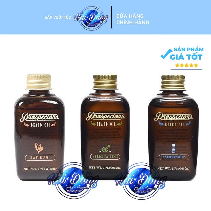 [ Chính Hãng USA ] Tinh dầu dưỡng râu Prospectors Barbershop , Verbena Lime , Bay Rum Beard Oil
