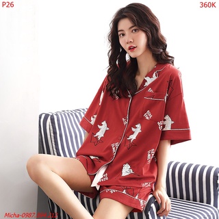 Pyjama đỏ hình gấu (áo đuôi tôm) - Micha P26