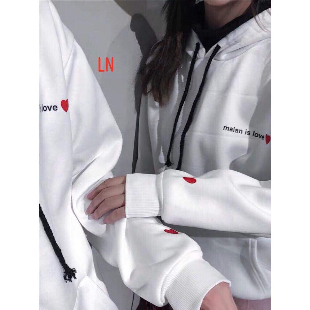 Áo đôi hoodie maian tim tay LNG1119