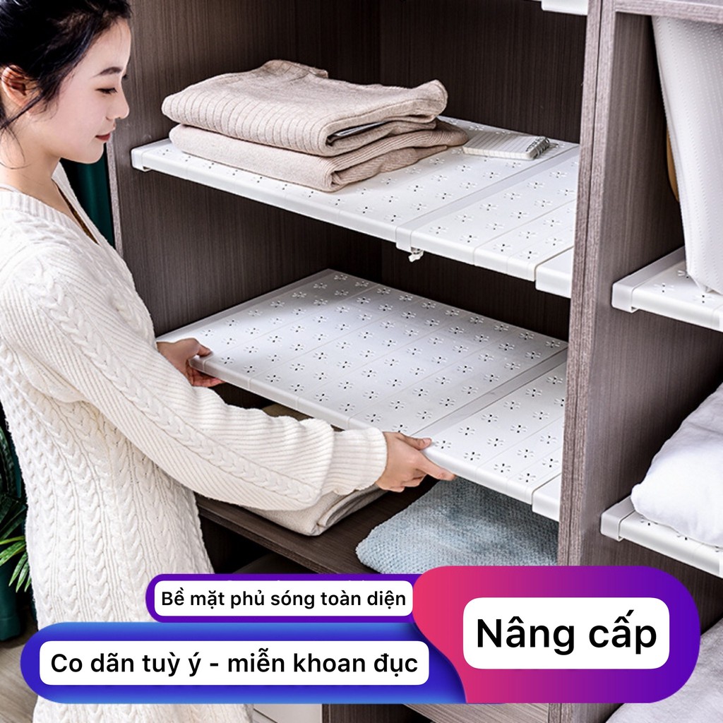 kệ chia ngăn tủ áo co dãn, khay xếp quần áo