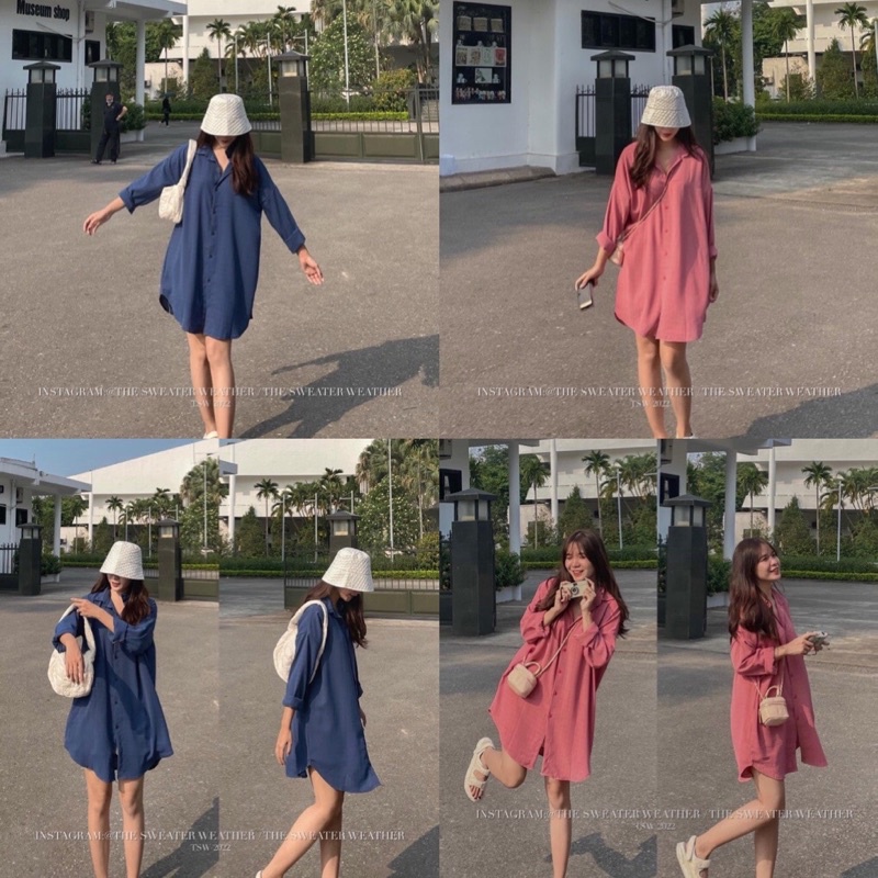 Váy sơ mi suông form rộng siêu xinh ( có ảnh thật)