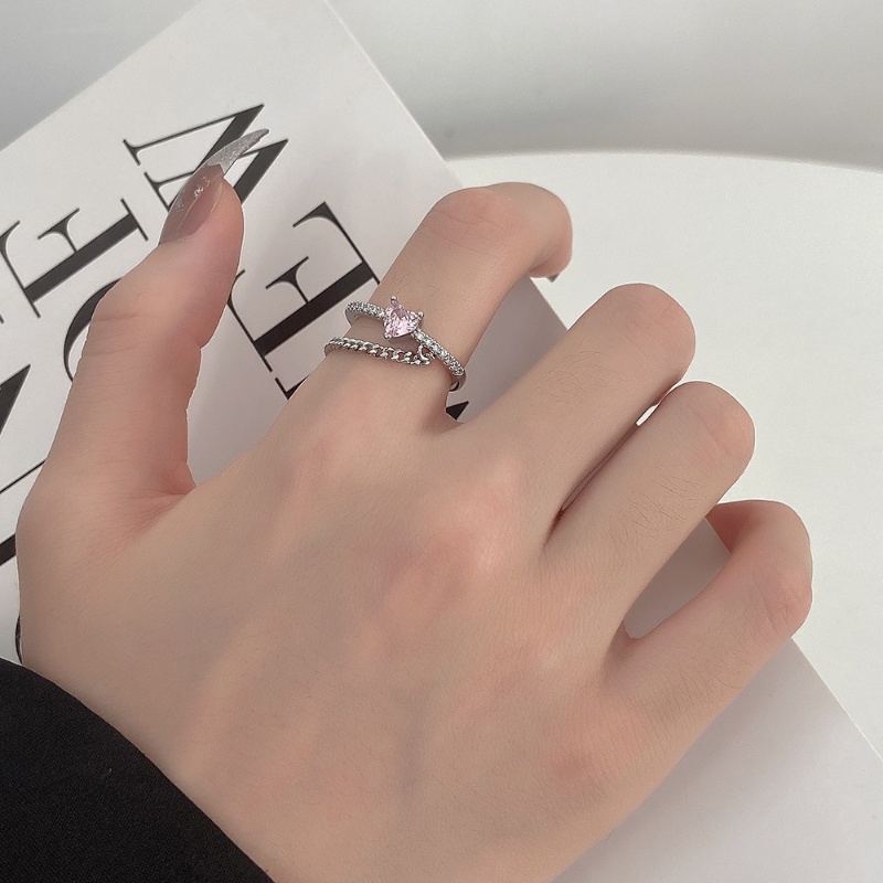 Nhẫn Hình Hoa Trái Tim Mini Đính Đá Zircon Thời Trang Hàn Quốc Sang Trọng Cho Nữ