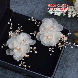 Phụ kiện cưới Giang - Bộ cài tóc cô dâu hoa voan hạtPKTCDMN