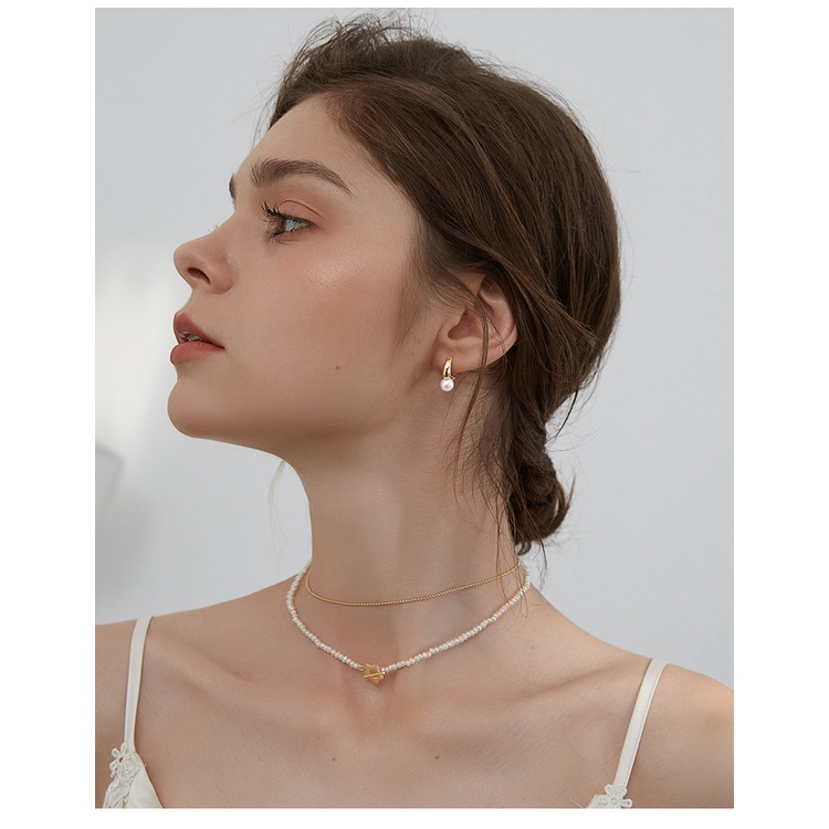 Bông Tai Mạ Bạc 925 Đính Ngọc Trai Phong Cách Hong Kong Cổ Điển Thời Trang Cho Nữ-JHS4-E