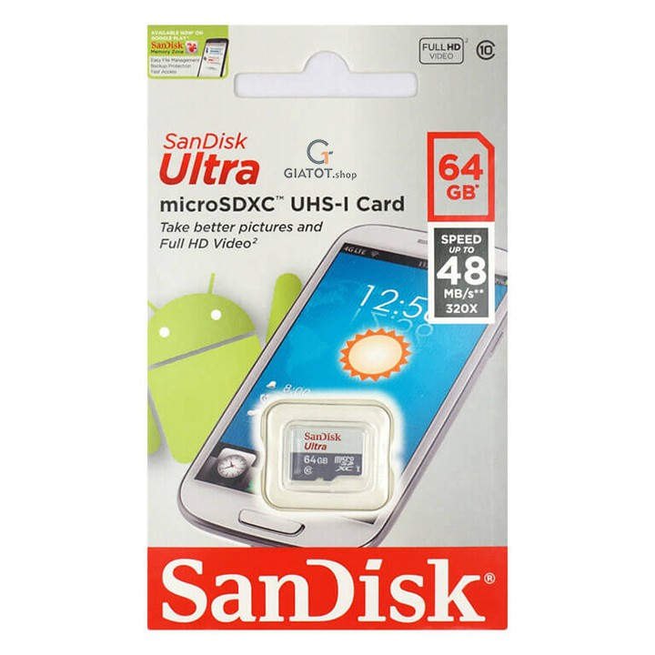 Thẻ nhớ SanDisk Ultra microSDHC Class10 48MB/s 64Gb chính hãng