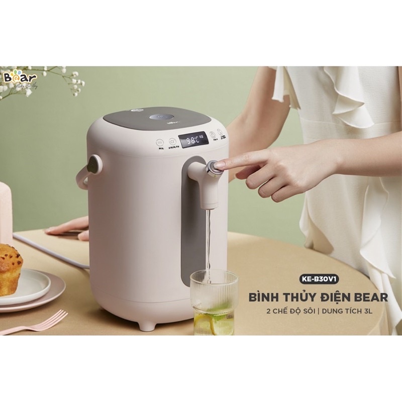 Bình thuỷ Bear, Bình Thủy Điện Thông Minh Bear ZDH-H30B1 (KE-B30V1) dung tích 3L BH 18 tháng