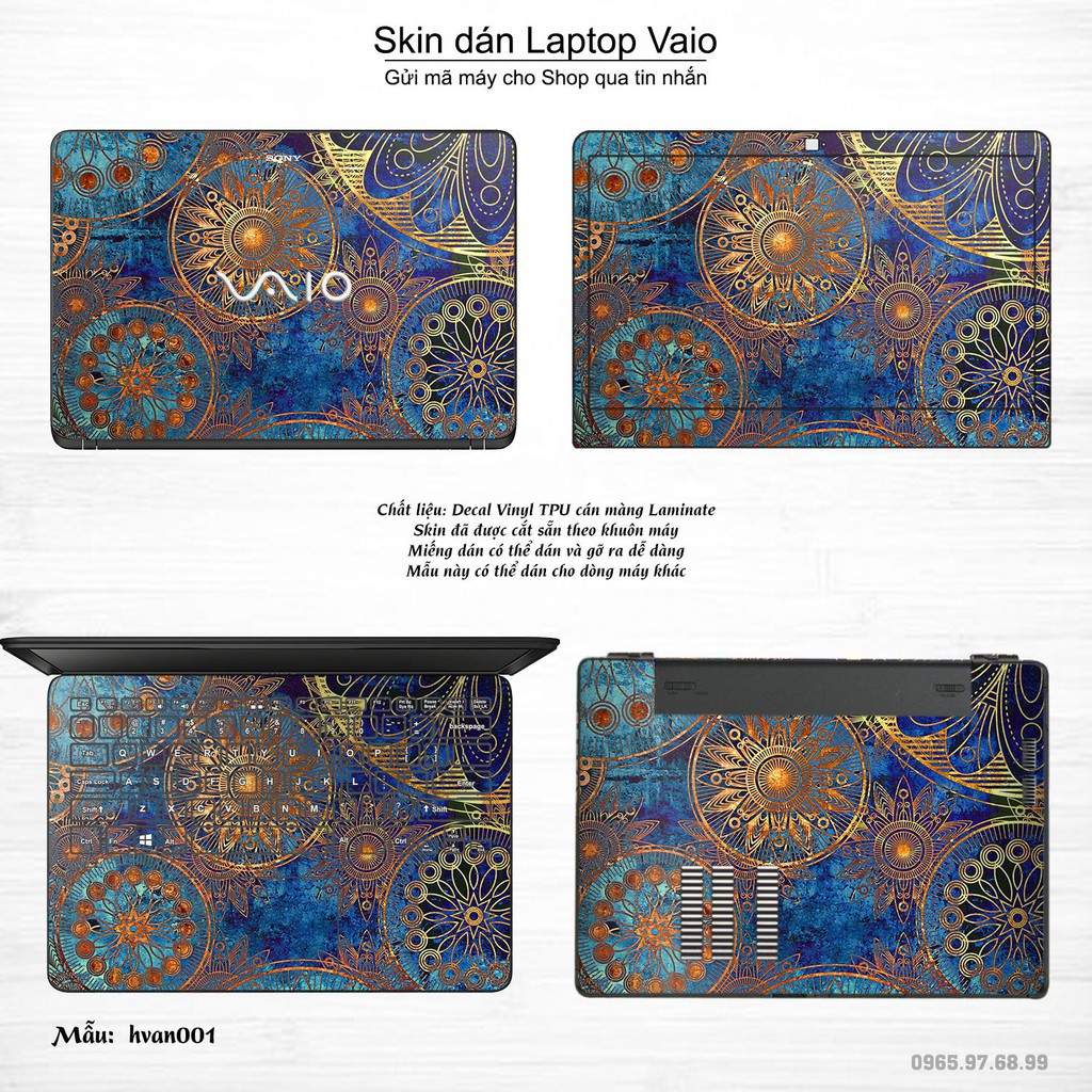 Skin dán Laptop Sony Vaio in hình Hoa văn (inbox mã máy cho Shop)