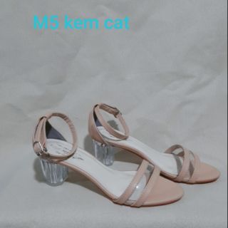 Giày cao gót nữ big size kem cát 5 phân gót trong