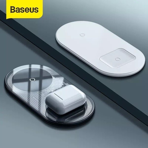 Đế sạc nhanh không dây Baseus Simple 2 in 1 Wireless Charger 15W cho iPhone và Airpods
