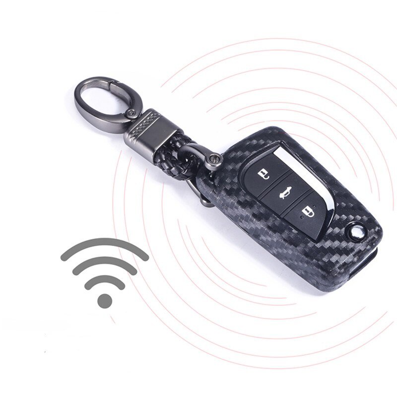 Vỏ Silicon Họa Tiết Sợi Carbon Bọc Chìa Khóa Điều Khiển Từ Xa Cho Toyota Auris Corolla Avensis Verso Yaris Aygo Scion TC IM 2015 2016 Camry RAV4