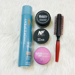 TẶNG LƯỢC - Combo sáp vuốt tóc Kanfa + Variety + NF + gôm xịt tóc Ying Ku + lược