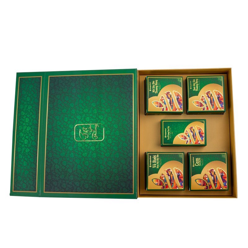 Hộp quà Tết Sum Vầy Nonglamfood cao cấp gồm hoa quả sấy và trà ô long tặng gia đình, cơ quan. | BigBuy360 - bigbuy360.vn