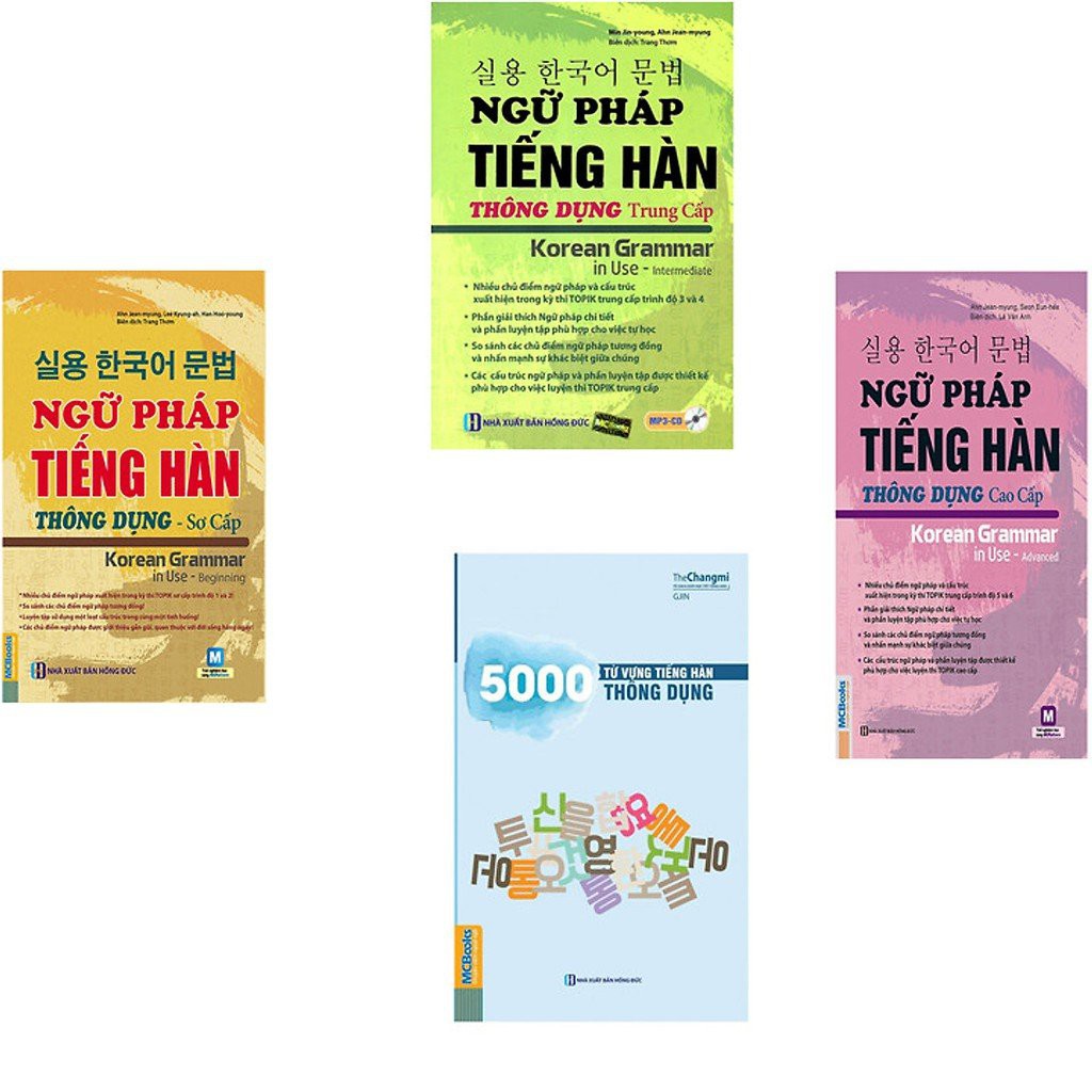 Sách - Combo Ngữ Pháp Tiếng Hàn Thông Dụng (Sơ Cấp + Trung Cấp + Cao Cấp) + 5000 Từ Vựng Tiếng Hàn Thông Dụng