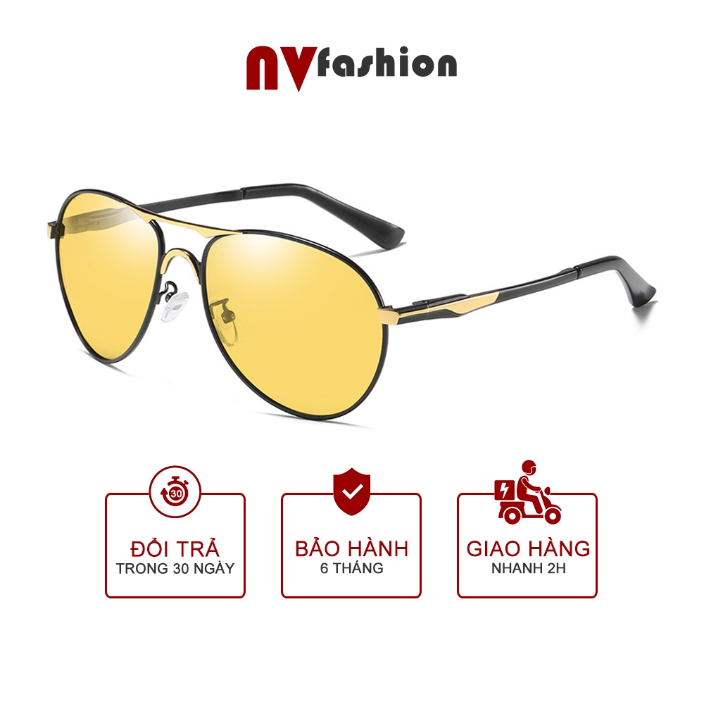 Mắt kính đổi màu đi ngày và đêm NVfashion A8722, kiểu phi công gọng hợp kim càng lò xo đàn hồi