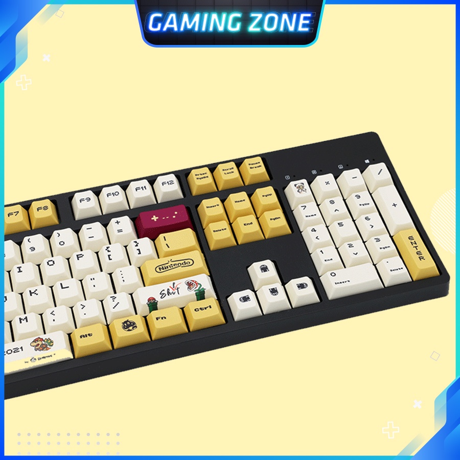 Keycap bàn phím cơ Retro Mario Vàng nhựa PBT 122 phím siêu đẹp