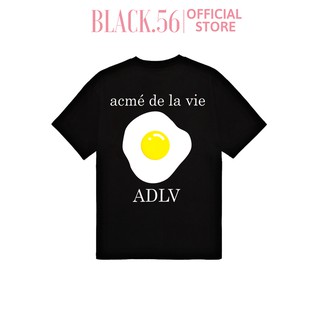 Áo thun unisex ADLV-SUNNY SIDE UP LOGO , áo thun nữ cá tính form oversize tay lỡ rộng rãi chất cotton , BLACK56 M156