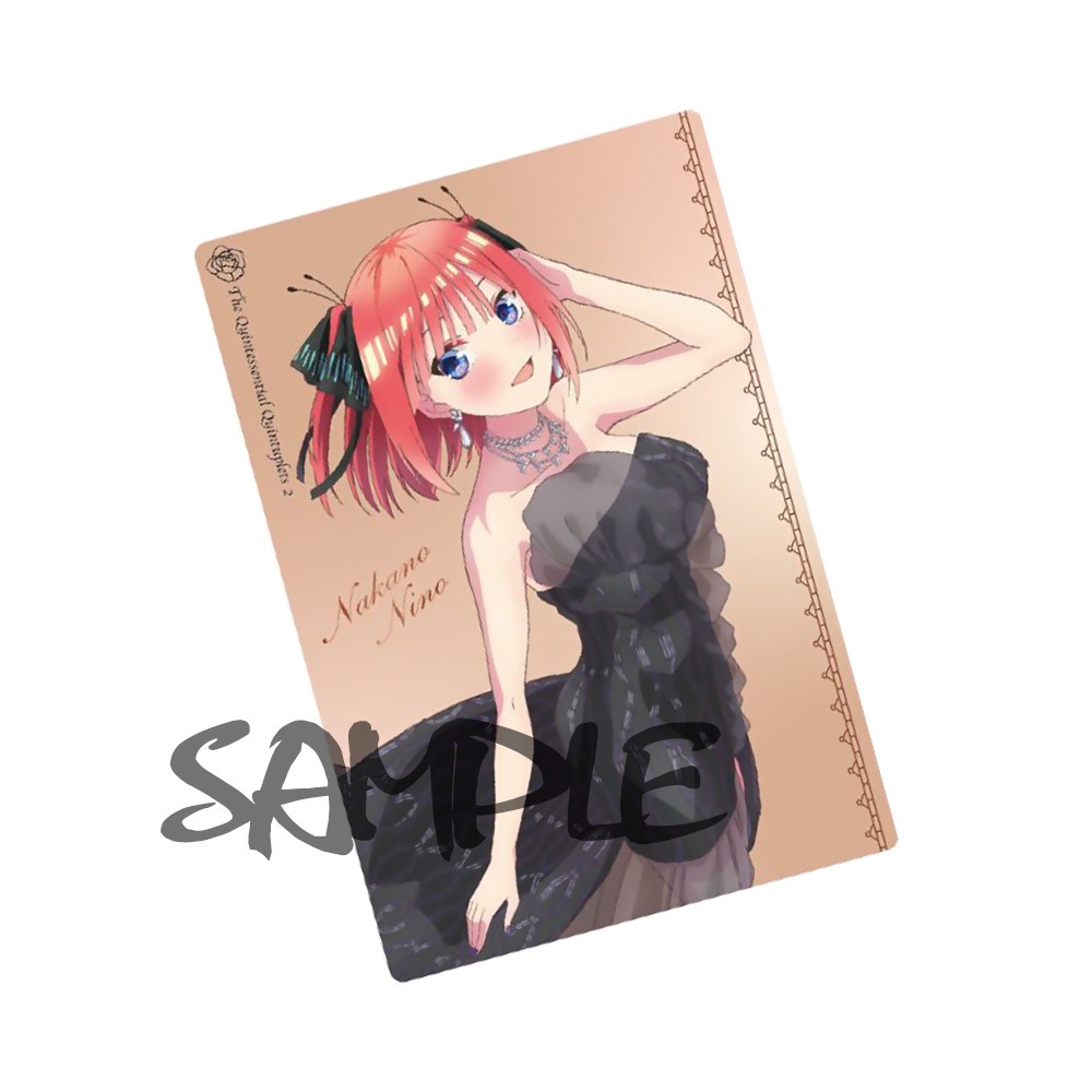 Ảnh card bo góc in hình Gotoubun No Hanayome ver BLACK DRESS Nhà Có 5 Nàng Dâu thẻ bo viền 5*8cm anime chibi