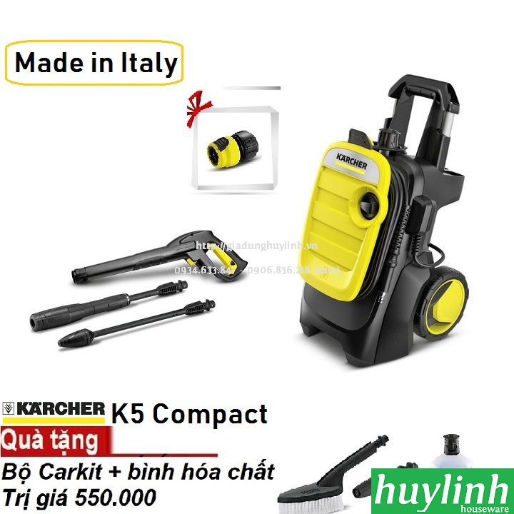 Máy xịt rửa xe Karcher K5 Compact EU - Tặng bộ Car Kit + Chai dung dịch 1 lít
