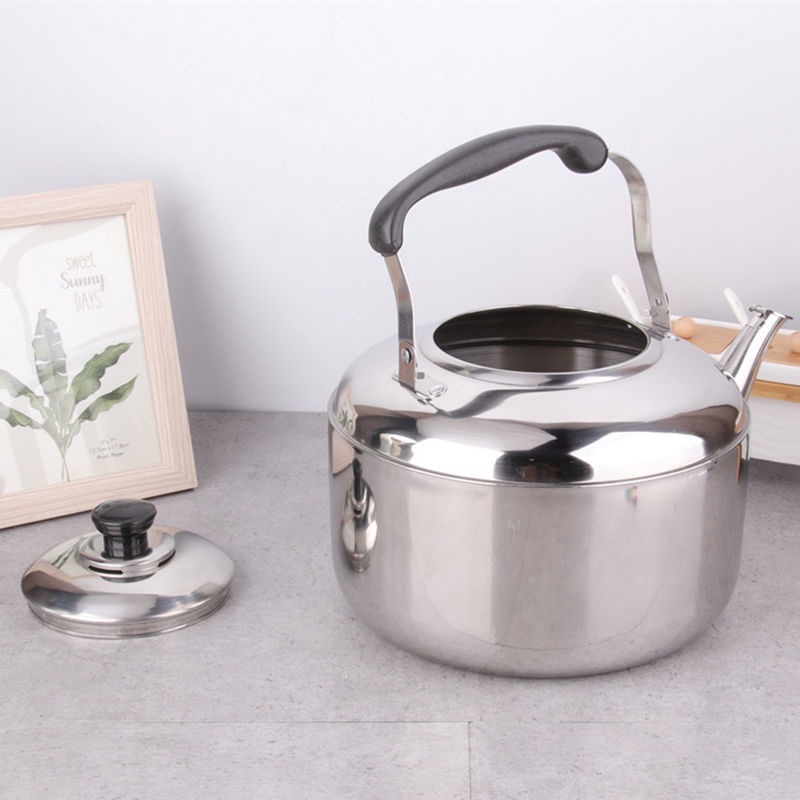 ✽✷Ấm đun nước inox 304 thương mại 4L5L6L nồi sôi bếp từ có còi gas dày công suất lớn