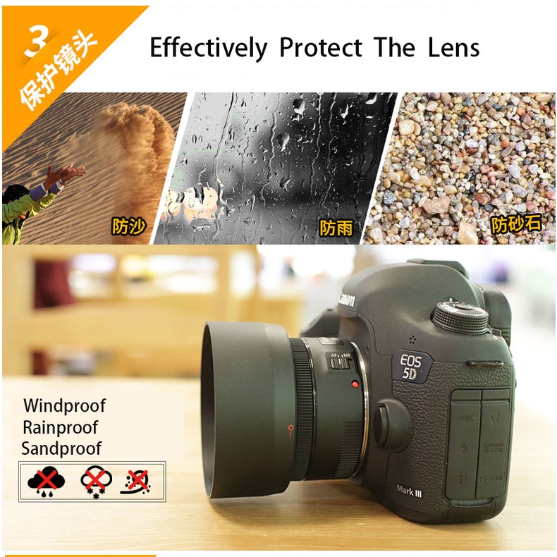 Loa Che Nắng bizoe es-68 Cho Ống Kính Máy Ảnh canon ef 50mm f / 1.8 stm prime 49mm