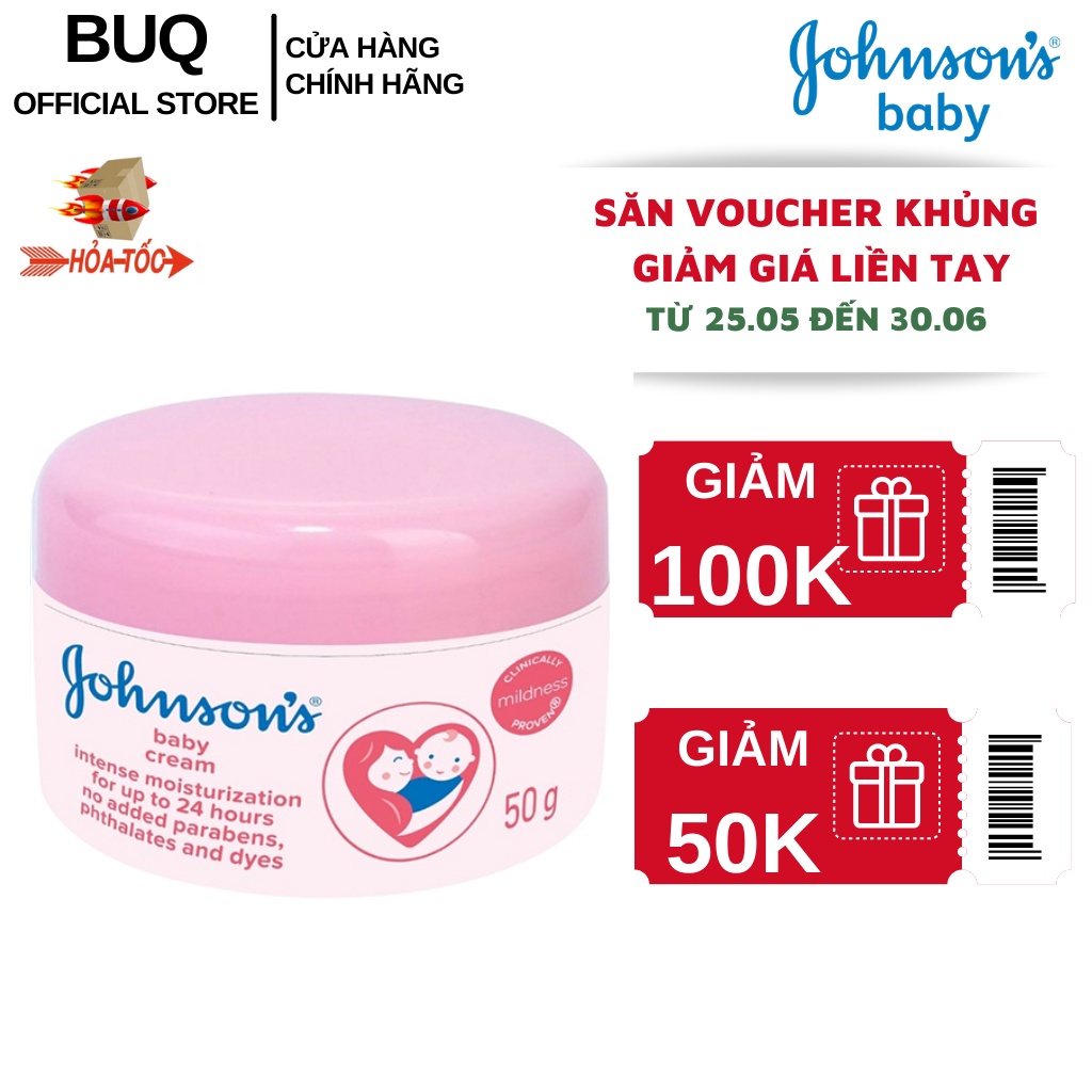 Kem Dưỡng Da Cấp Ẩm, Chống Nẻ Da Em Bé Johnson's Baby Milk Cream 50g - Nắp Hồng