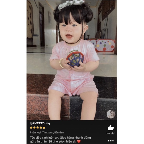 Tóc giả trẻ em ❤️ Set Búi Natra+Mái thưa có gắn nơ dạng băng đô chun 0-3y