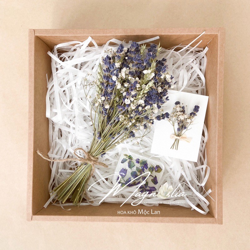 Set hộp quà hoa Lavender cao cấp siêu xinh FREESHIP Hoa oải khô làm quà tặng giáng sinh