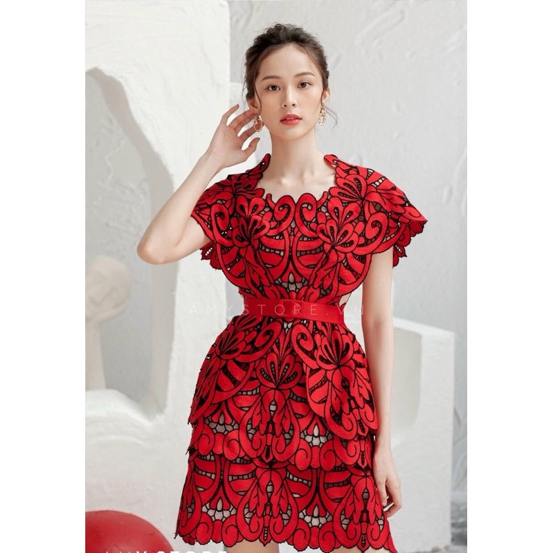 Đầm ôm body đầm dự tiệc đỏ ren cao cấp đầm thiết kế sang trọng MN144 - Đầm Váy Mina | BigBuy360 - bigbuy360.vn