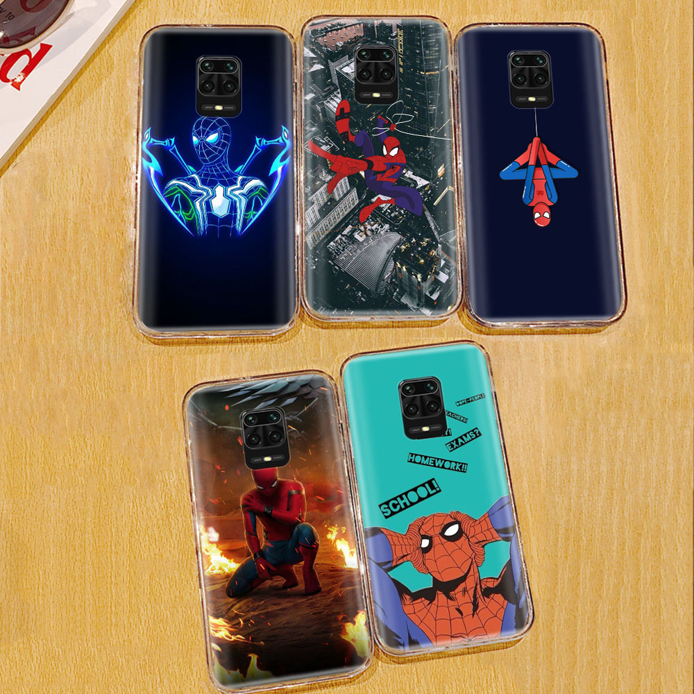 Ốp điện thoại trong suốt hình Spiderman cho XIAOMI REDMI NOTE 9 POWER SE PRO MAX 9S 9C 9A LITE Ta53 2 3