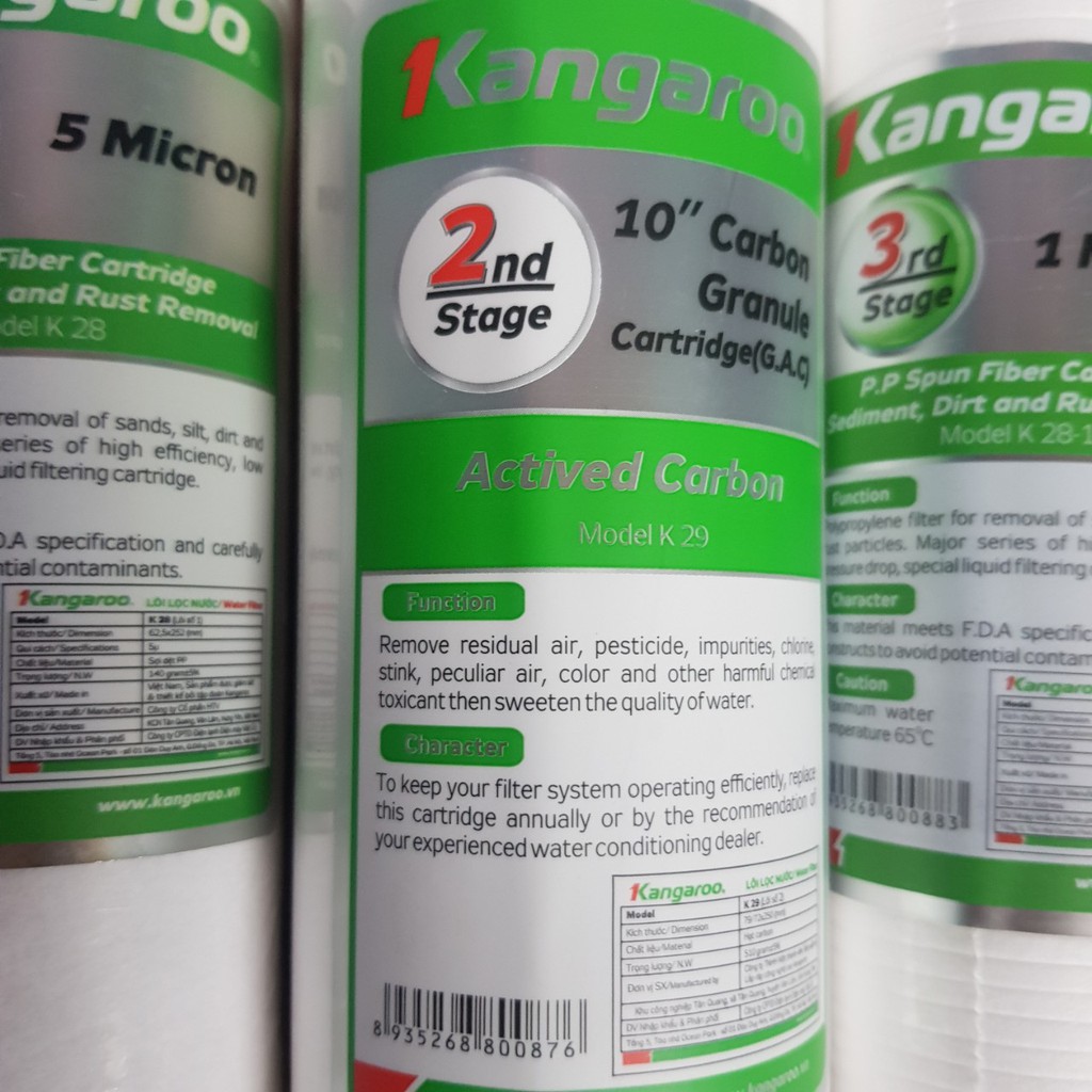 Bộ 3 lõi lọc nước Kangaroo chính hãng số 123