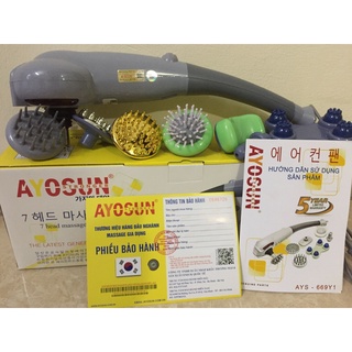 Máy massage 7 đầu cầm tay rung Ayosun Hàn Quốc rung đấm cực thích