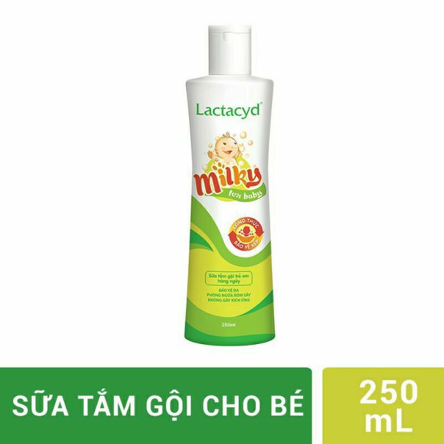 Sữa tắm gội chống rôm sẩy Lactacyd Milky 250ml