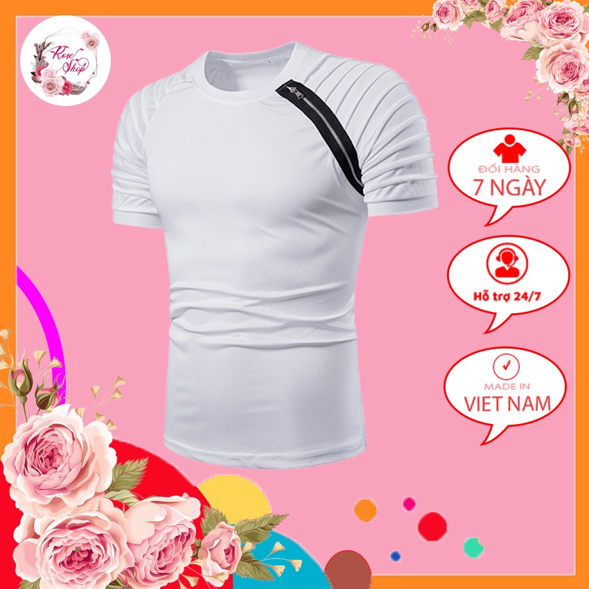 Áo phông, Áo phông nam có khóa tạo kiểu nam tính trẻ trung, ôm body nam tính, chắc chăn thu hút các nàng, h44