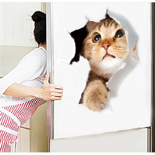 Miếng Dán Trang Trí Hình Mèo Con 3D Dễ Thương, Giấy Dán Tường - Văn Phòng Phẩm Sáng Tạo