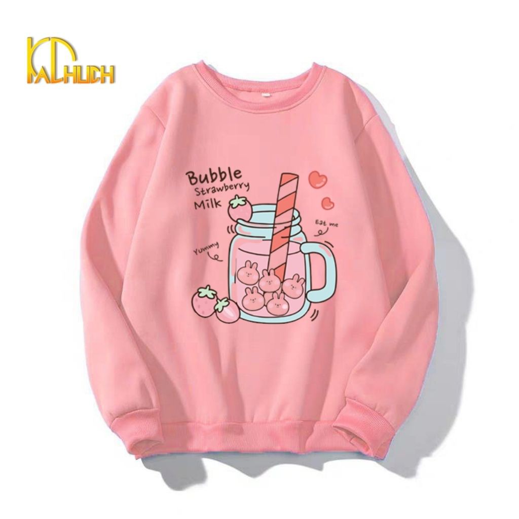 ÁO SWEATER NAM NỮ IN BUBLE MILK SIÊU DỄ THƯƠNG ÁO SWEATER NHIỀU MÀU