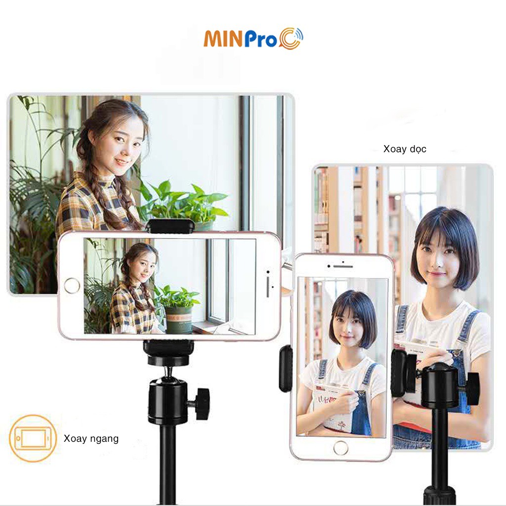 Giá đỡ điện thoại để bàn kẹp chống lưng 360, đế chân tròn, livestream cho iPhone Samsung Xiaomi Tablet - MINPRO