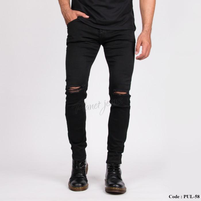 Quần Jean skinny Rách Gối Màu Đen Cá Tính Cho Nam