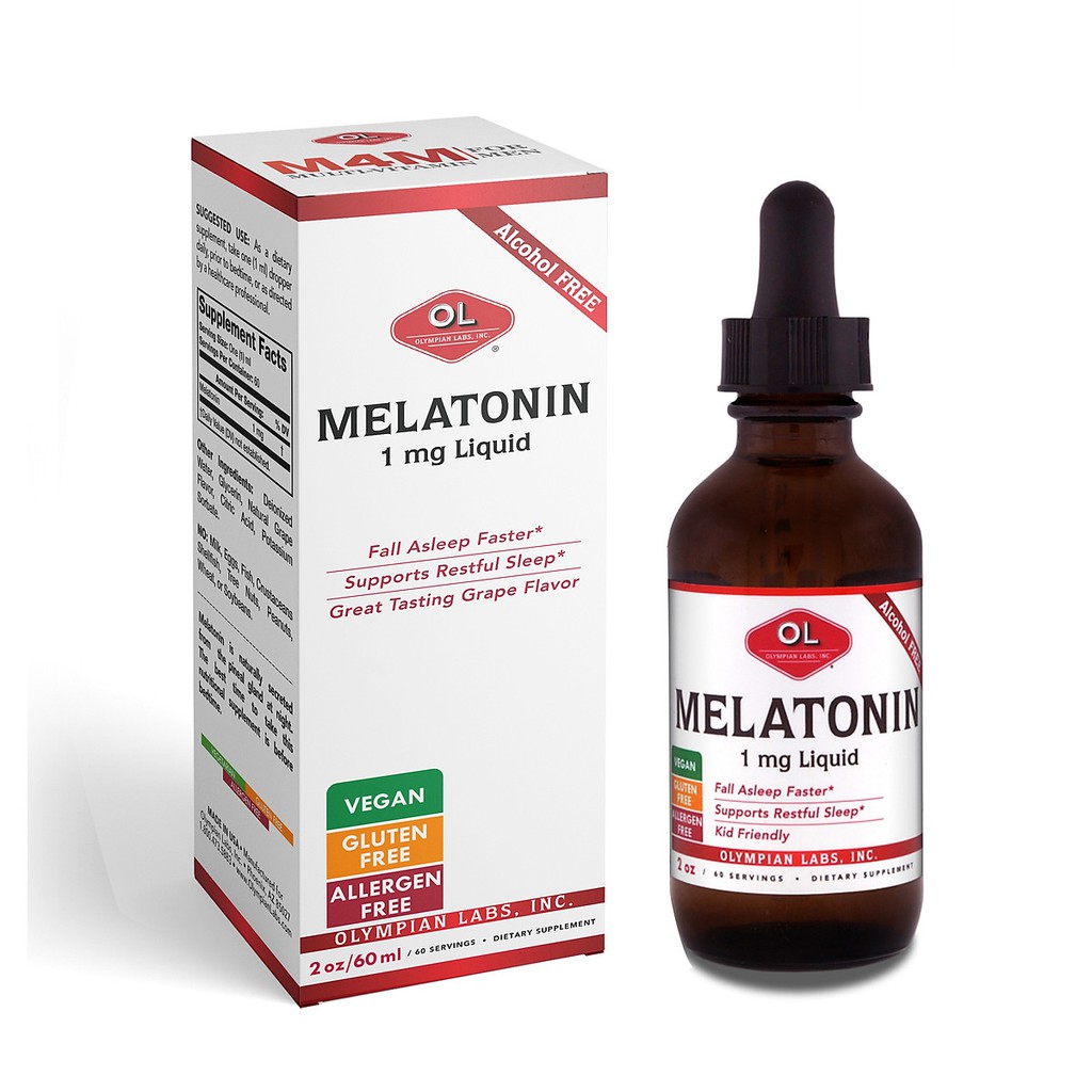 Melatonin 1mg giúp ngủ ngon, an thần, giảm mất ngủ căng thẳng - Melatonin  Liquid Olympian Labs