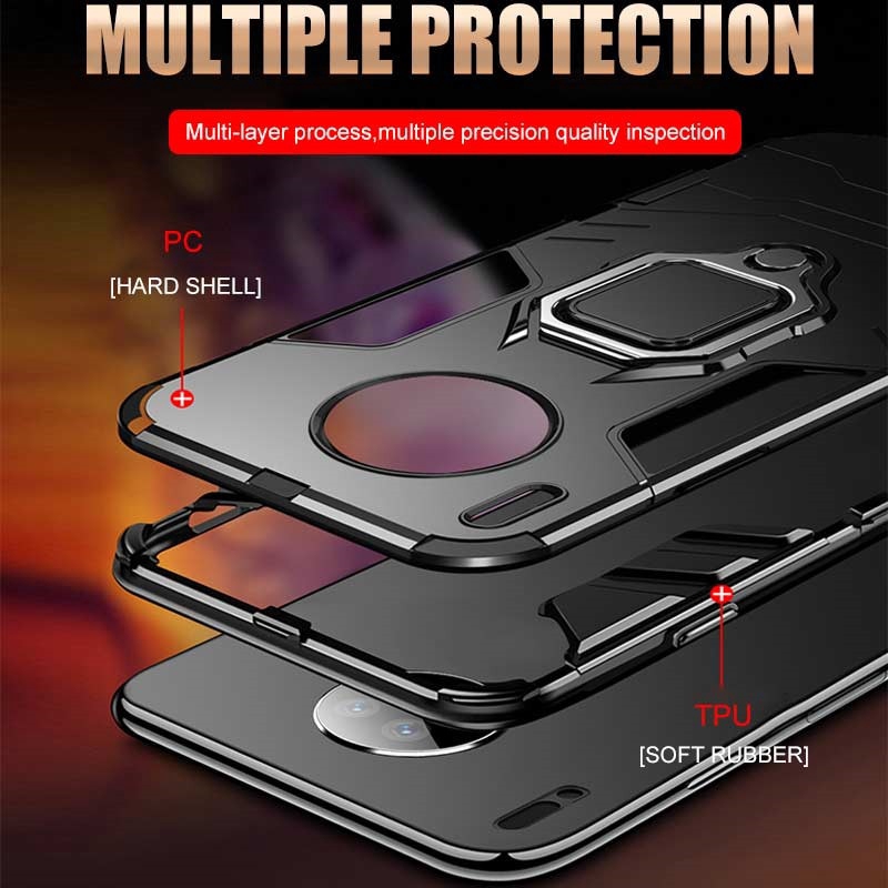 Chống Sốc Ốp Điện Thoại Kiểu Giáp Kèm Giá Đỡ Nhẫn Sang Trọng Cho Huawei Mate 20 30 Pro Lite 10 9 Y7 Y9 2018 Y5 Y6 Y7 Y9 Prime 2019