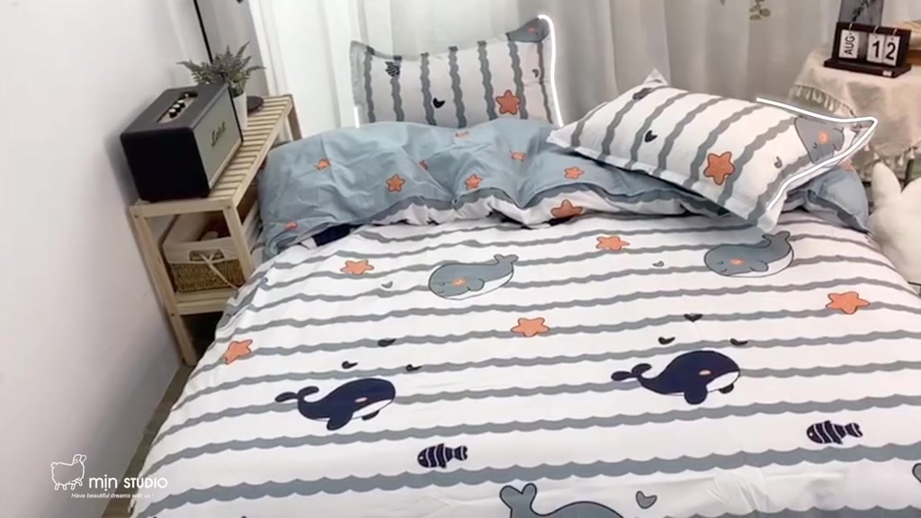 Bộ chăn ga gối cotton 3D Mịn Decor hoạt tiết dễ thương | BigBuy360 - bigbuy360.vn