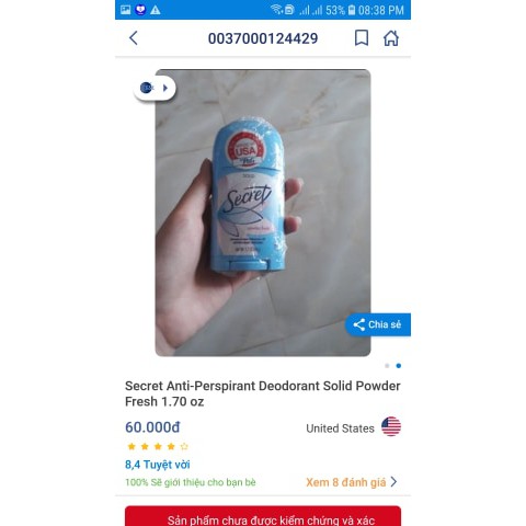 Lăn khử mùi sáp Nữ SOLID Secret Powder Fresh của Mỹ | BigBuy360 - bigbuy360.vn