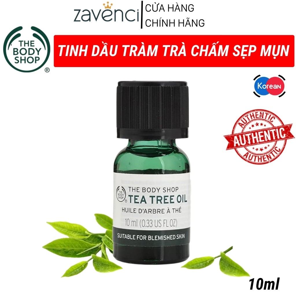 Tinh dầu tràm trà THE BODY SHOP Tea Tree Oil Làm Xẹp Mụn Giảm Viêm Hiệu Quả Sau 1 Đêm (10ml)