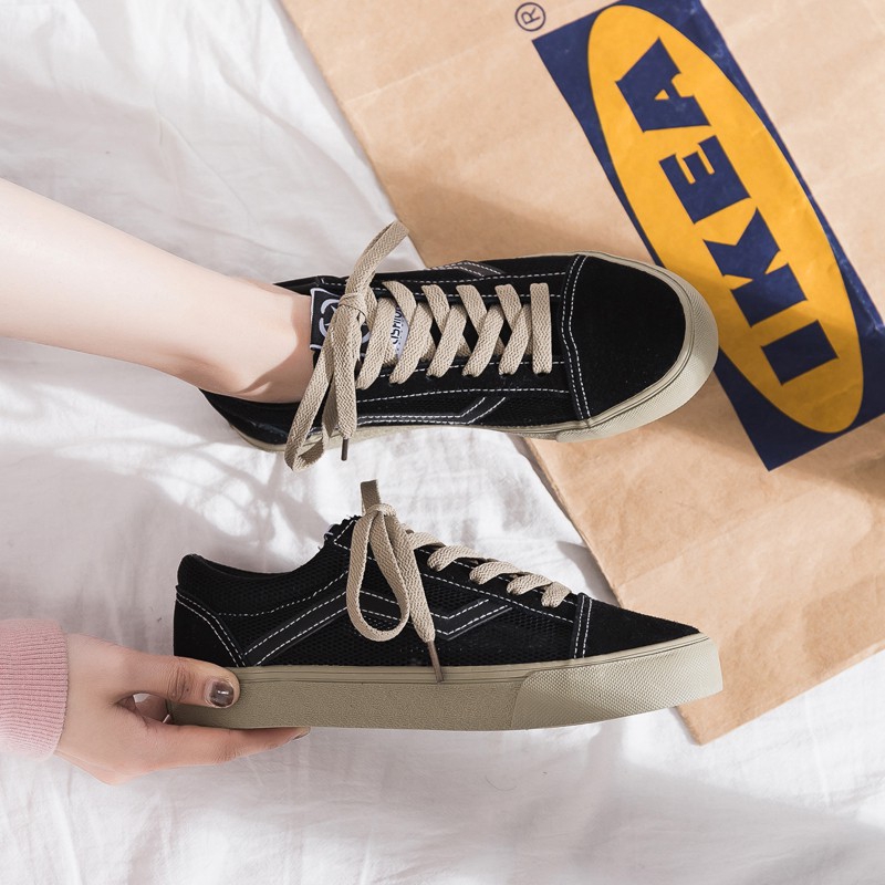Giày Thể Thao Canvas Đế Bằng Thời Trang Cho Nữ