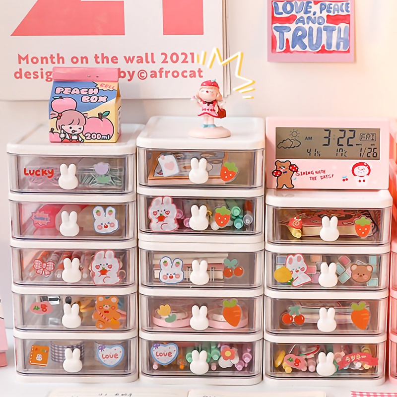 Hộp Ngăn Kéo Đựng Đồ Trang Sức / Mỹ Phẩm Phân Loại Hình Thỏ Kawaii Sức Chứa Lớn Sắp Xếp Gọn Gàng Cho Văn Phòng / Trường Học