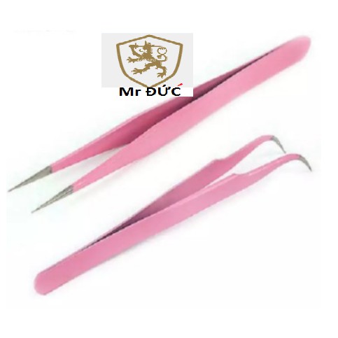 CẶP nhíp TÁCH (THẲNG + CONG ) trơn hồng LOẠI 1 _nhíp TÁCH  mi_ dụng cụ nối mi MR ĐỨC